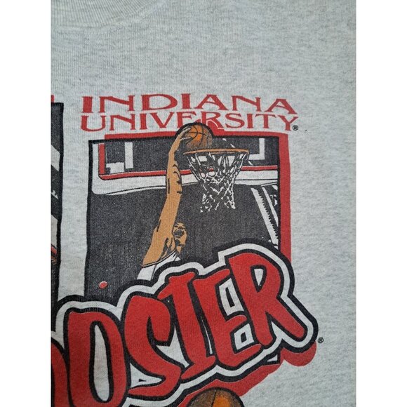 Vtg Indiana University Hoosier Hysteria Graphic Sweatshirt Mens XL Gray 90's - Picture 4 of 11